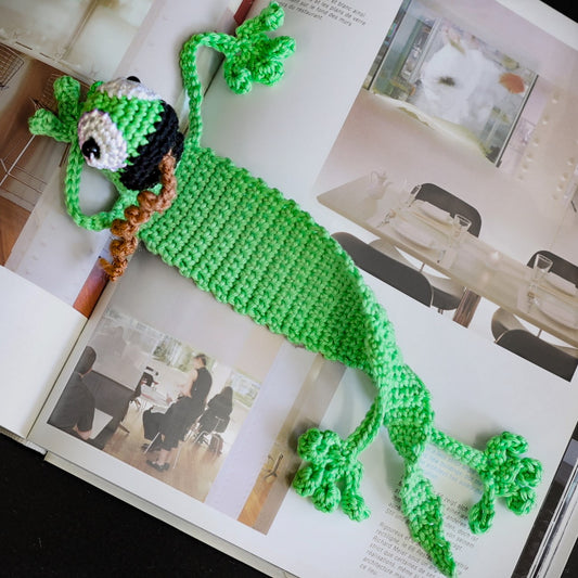 Buchzeichen gehäkelt: Geko