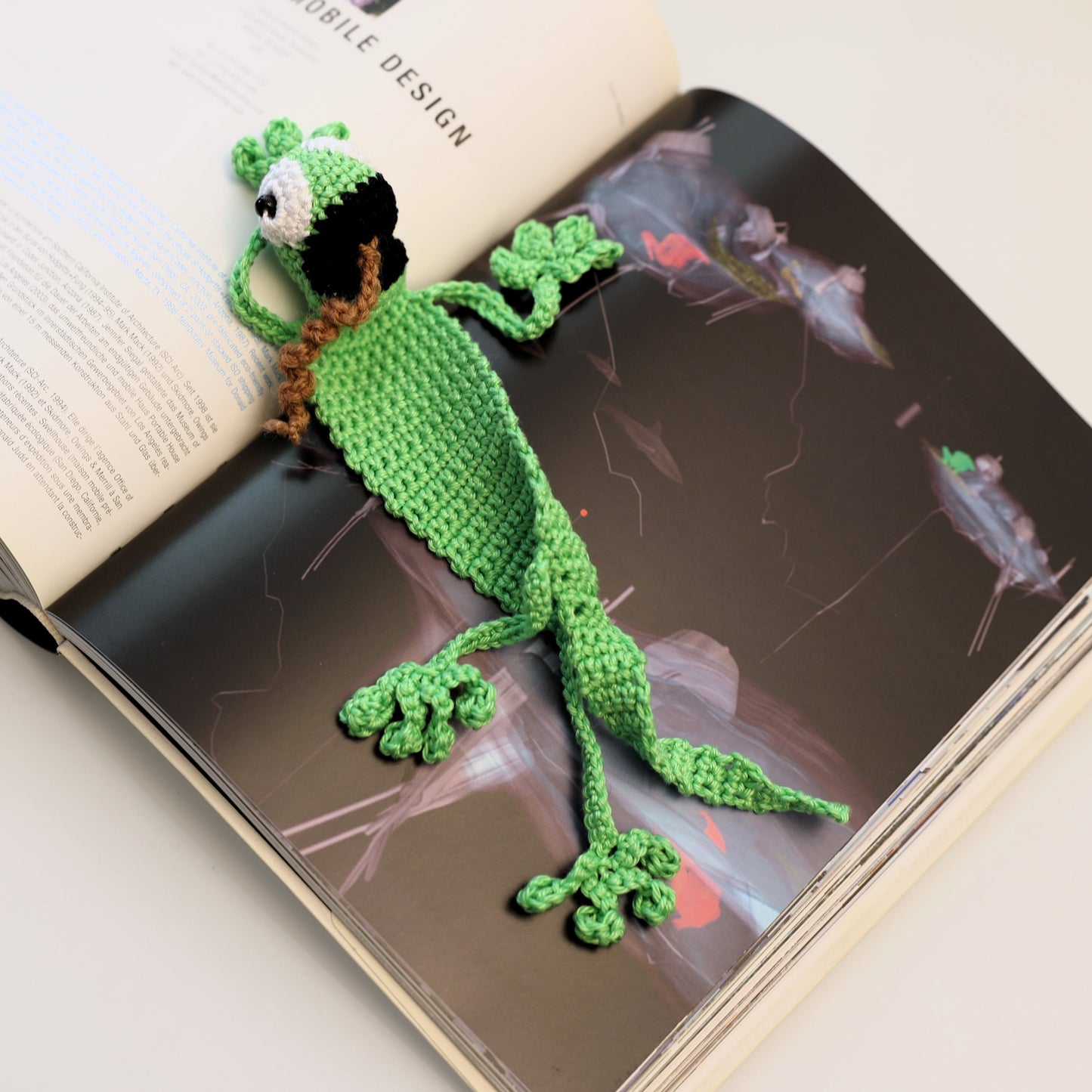 Buchzeichen gehäkelt: Geko